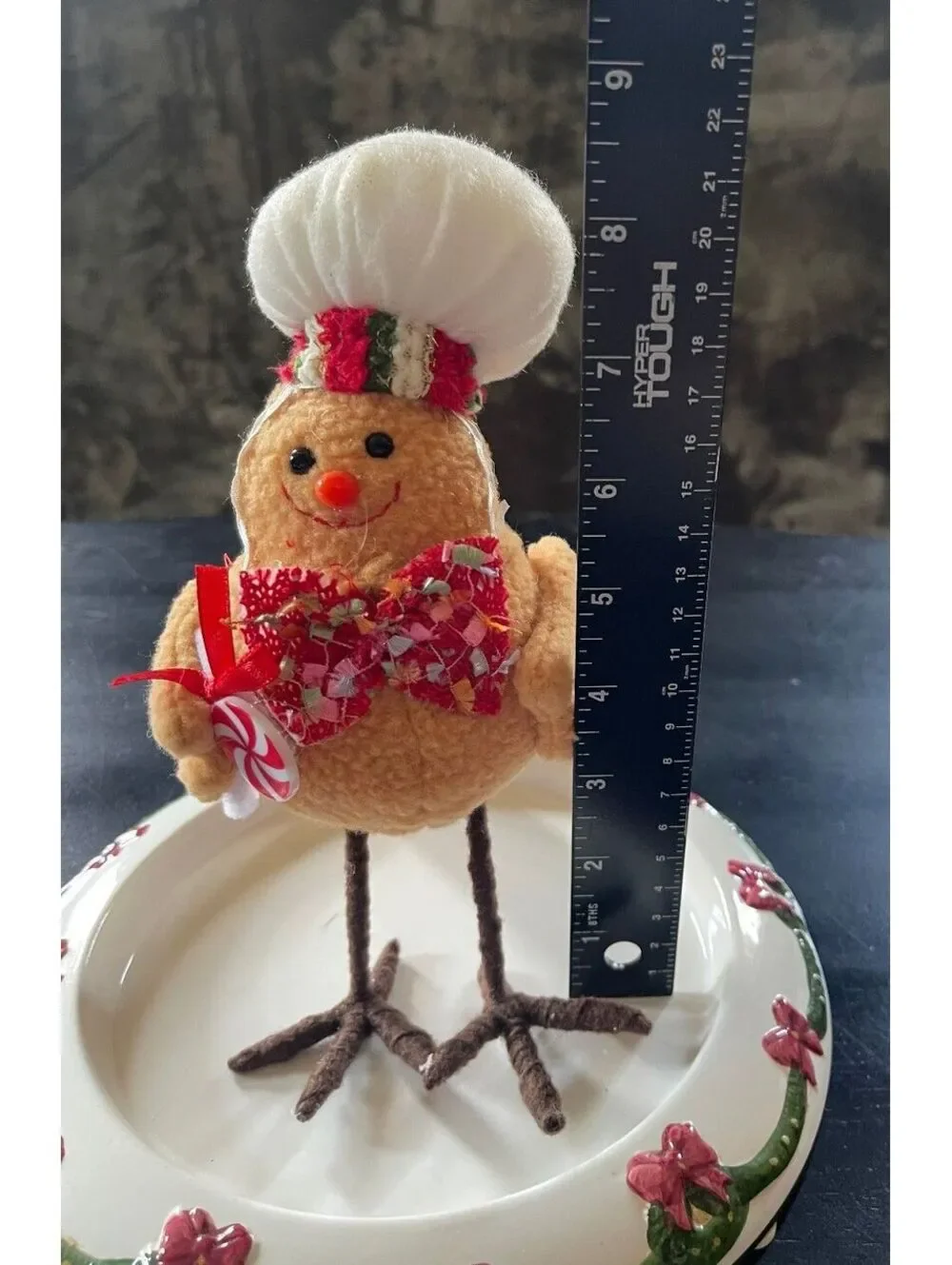 Christmas Gingerbread Bird Figurine with Chef Hat and Bow Tie